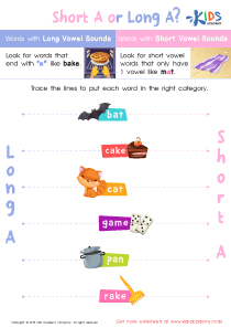 Long Vowel A Worksheet: Free Printable for Kids